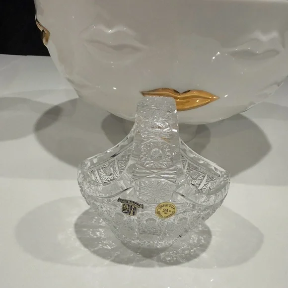Bohemian Crystal Basket Vase
